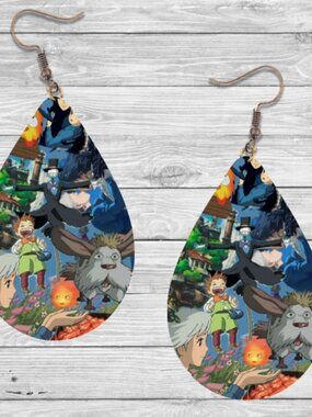 Howl's Moving Castle Earrings: Anime Wooden Teardrop Hypoallergenic Earrings